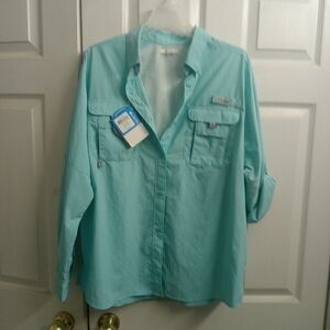 Nwt Columbia  shirt long sleeved blue/turkoise womens size XL/TG